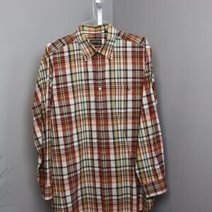 Orvis Men’s Plaid Button Down Shirt Large Fall Colors Classic Fit Cotton